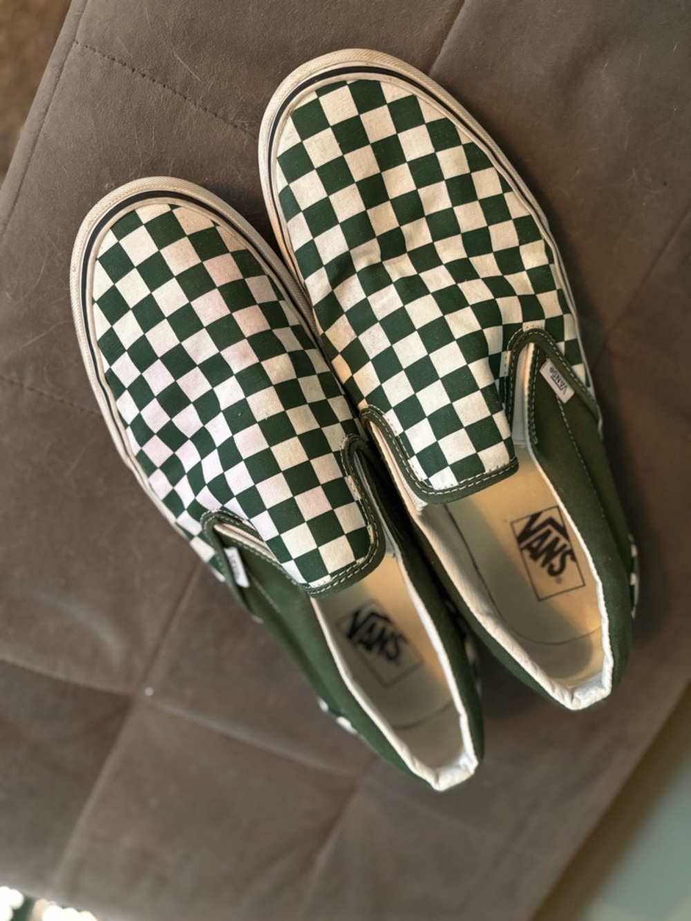 Vans Classic Slip-On Checkerboard in Green & White 12